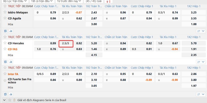 Cách tính tiền kèo tài xỉu 2.5-3 chính xác